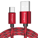 Cable USB 2.0 AM/Type-C 1m 3A braided red