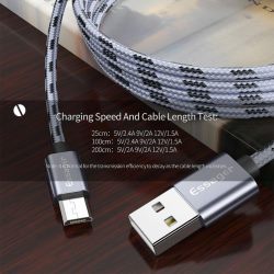 Кабель USB 2.0 AM/BM microUSB 1м 2.4А в оплетке серый
