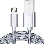 Cable USB 2.0 AM/BM microUSB 1m 2.4A braided silver