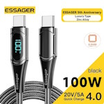 Cable USB Type-C/ Type-C 1m 100W with wattmeter black