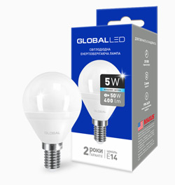 Лампа світлодіодна GLOBAL LED G45 F 5W 4100K 220V E14 AP