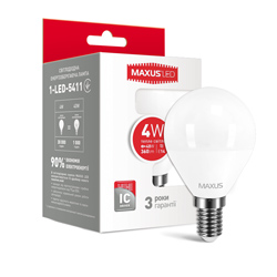 Лампа світлодіодна MAXUS LED G45 F 4W 3000K 220V E14
