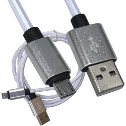Cable  USB 2.0 AM/BM micro-USB 1m white, dia. 4.5mm