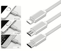 Кабель универсальный USB 2.0 AM/microUSB/Lightning/Type-C 1.2м серебр.
