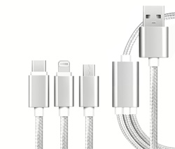  Universal cable  USB 2.0 AM/microUSB/Lightning/Type-C 1.2m silver