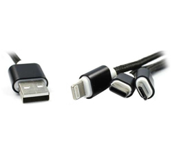 Кабель універсальний USB 2.0 AM/microUSB/Lightning/Type-C 1.2м черн.
