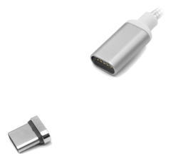 Кабель магнітний USB2.0 AM/Type-C 1м сереб. текстильн. обплетення