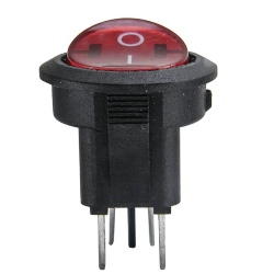 Key switch KCD1-224/4P backlit ON-OFF round 4pin red