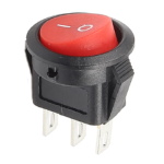 Key switch<gtran/> KCD1-108-R ON-ON round 3pin red<gtran/>