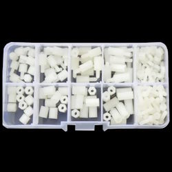 Set of plastic fasteners M3 180 pcs. stand, screw, nut milky PA66
