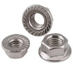 Stainless nut<draft/> M10 hexagonal with flange gear stainless steel. 304<gtran/>