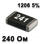 Резистор SMD<gtran/> 240R 1206 5%