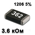 Резистор SMD<gtran/> 3.6K 1206 5%