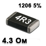 Резистор SMD<gtran/> 4.3R 1206 5%