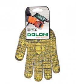 Gloves universal with PVC pattern, yellow