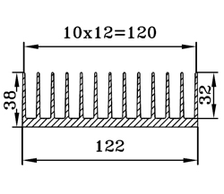 Радиатор алюминиевый Ш122 Х 38  10 см
