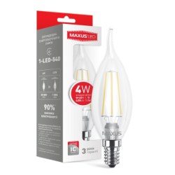 Лампа светодиодная MAXUS LED C37 FM-T 4W 4100K 220V E14