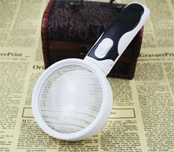 Handheld magnifier with illumination MG-77390B1 [90mm, x5, 2LED-backlight, glass]