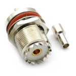 RF connector<gtran/> PL259 UHF female to housing for RG174 cable<gtran/>