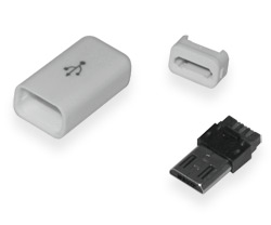 Вилка USB-Micro в корпусі на кабель біла