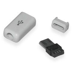 Вилка USB-Micro в корпусе на кабель белая