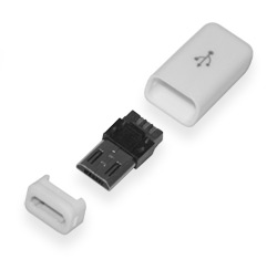 Вилка USB-Micro в корпусе на кабель белая