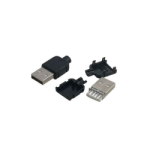 Вилка USB тип A на кабель в корпусе черная CN-03-04